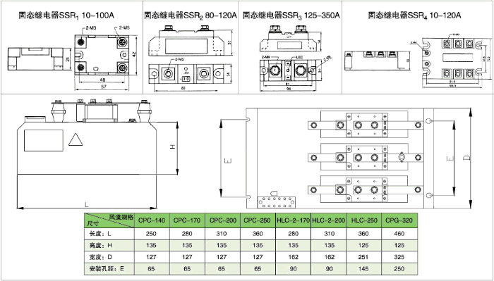 SSR交流固態(tài)繼電器外形尺寸圖